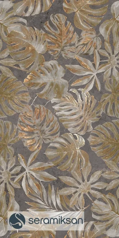 60*120 PALERMO TROPİKAL MOTİF KAHVE