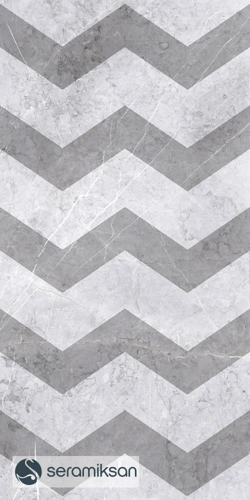 60*120 PALERMO GEOMETRİK MOTİF AÇIK GRİ görsel 2