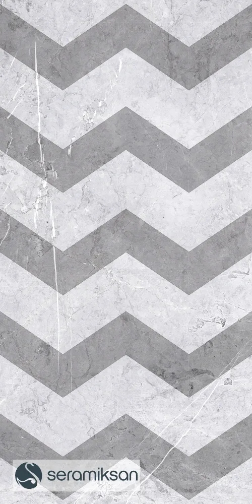 60*120 PALERMO GEOMETRİK MOTİF AÇIK GRİ görsel 3