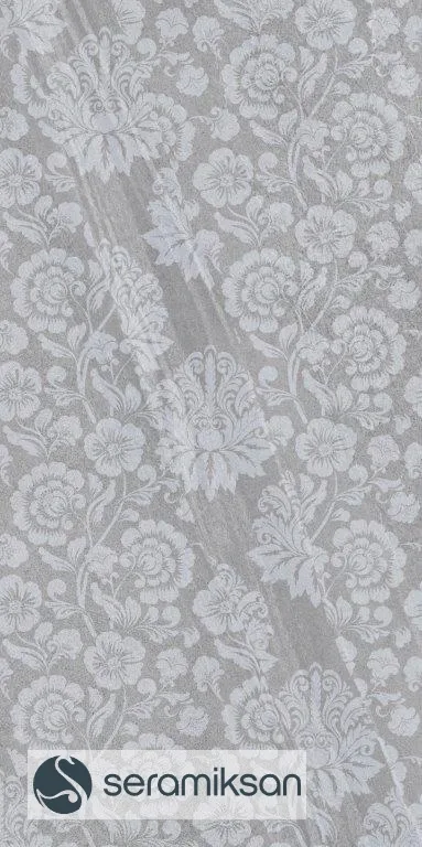 60*120 LECCE DAMASK MOTİF KOYU GRİ