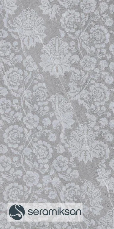 60*120 LECCE DAMASK MOTİF KOYU GRİ