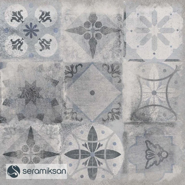 60*60 CITY GRAY PATCHWORK MOTIF görsel 2