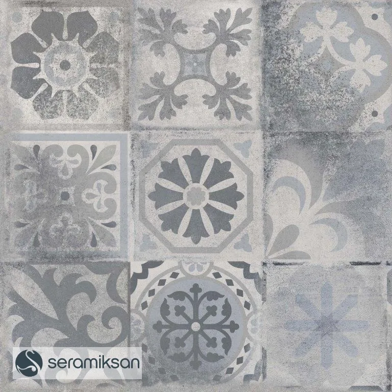 60*60 CITY GRAY PATCHWORK MOTIF görsel 3