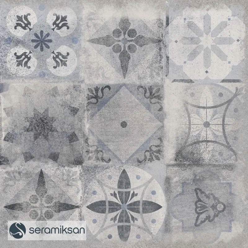 60*60 CITY GRAY PATCHWORK MOTIF