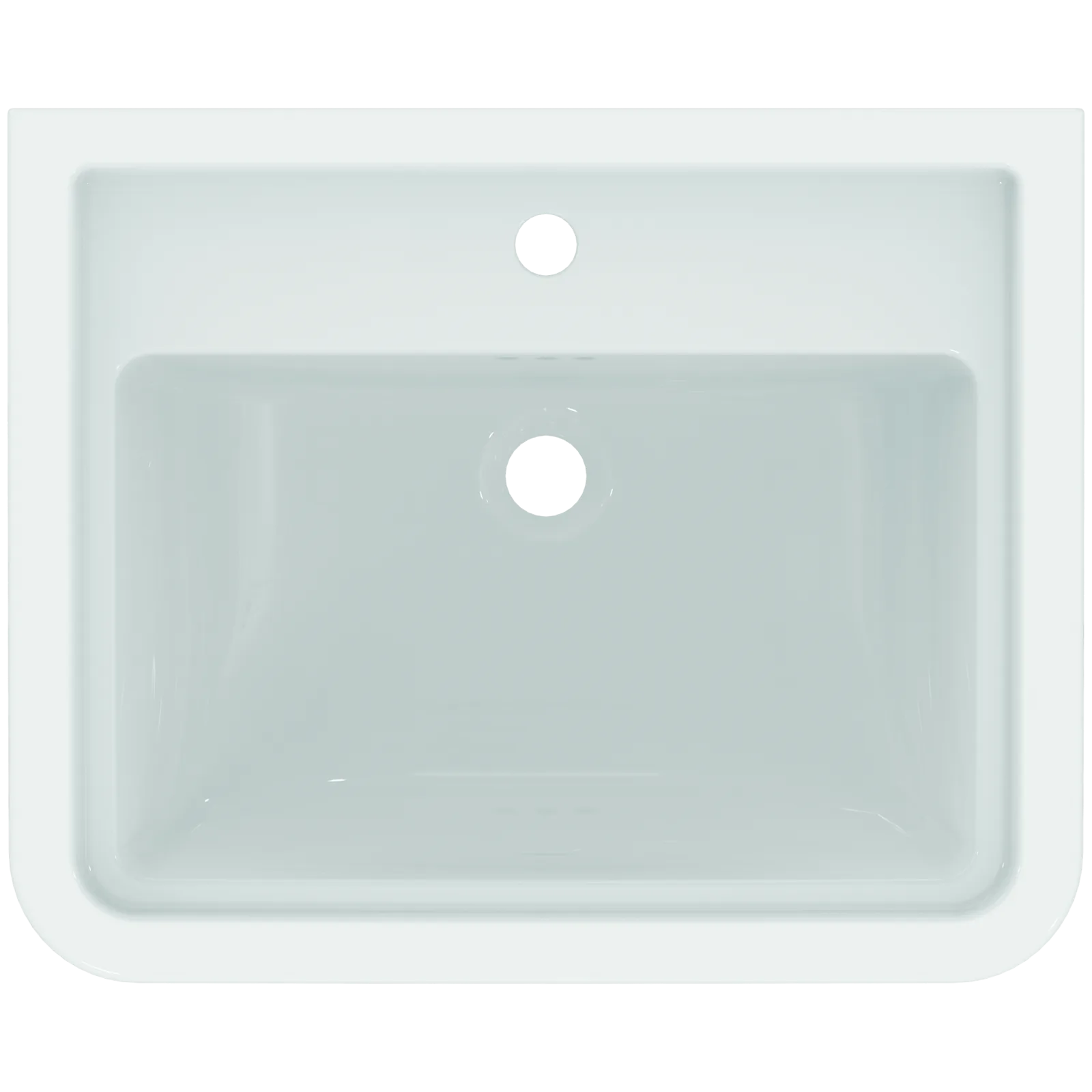 Lavabo 615x500x175 mm, 1 tek batarya delikli, taşma delikli