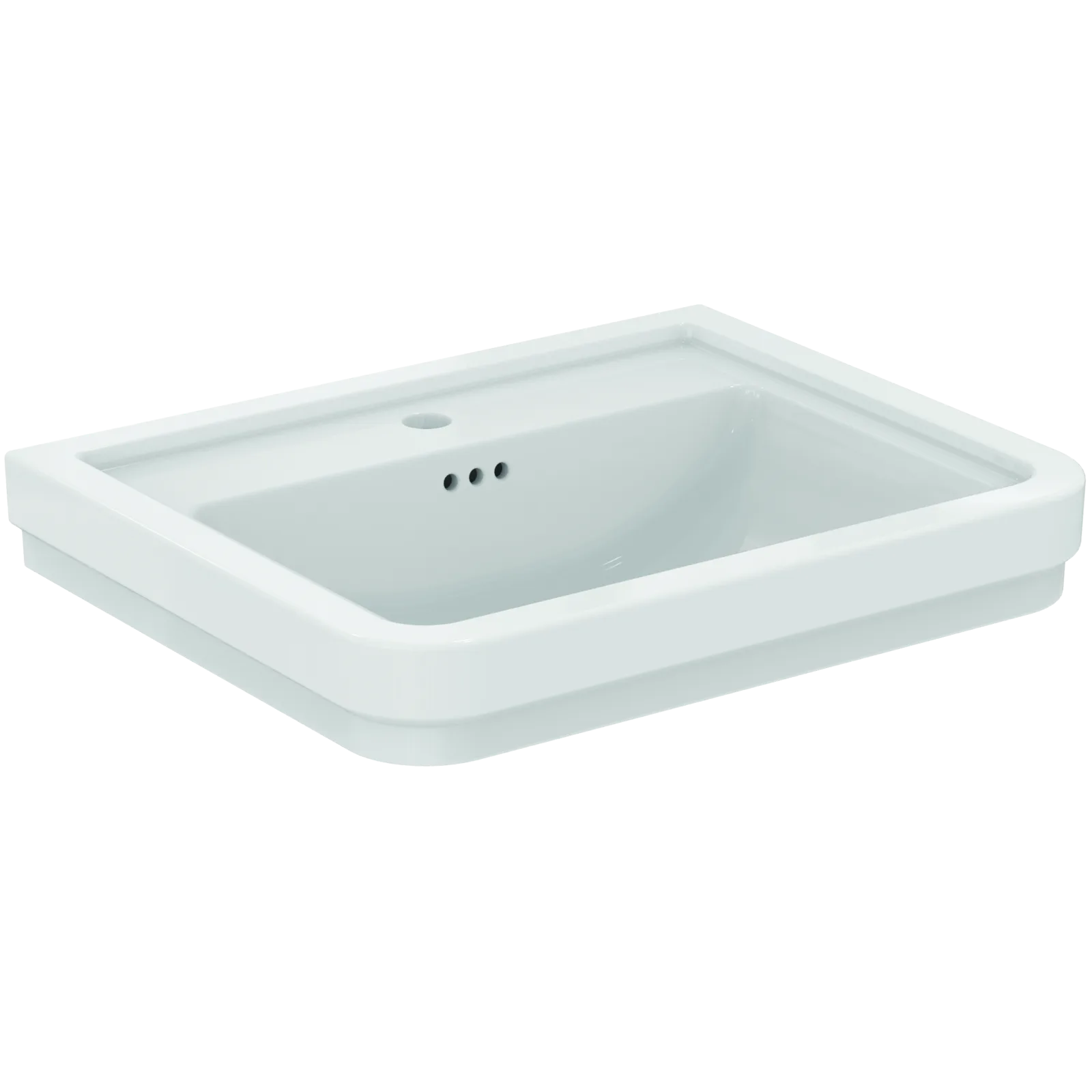 Lavabo 615x500x175 mm, 1 tek batarya delikli, taşma delikli