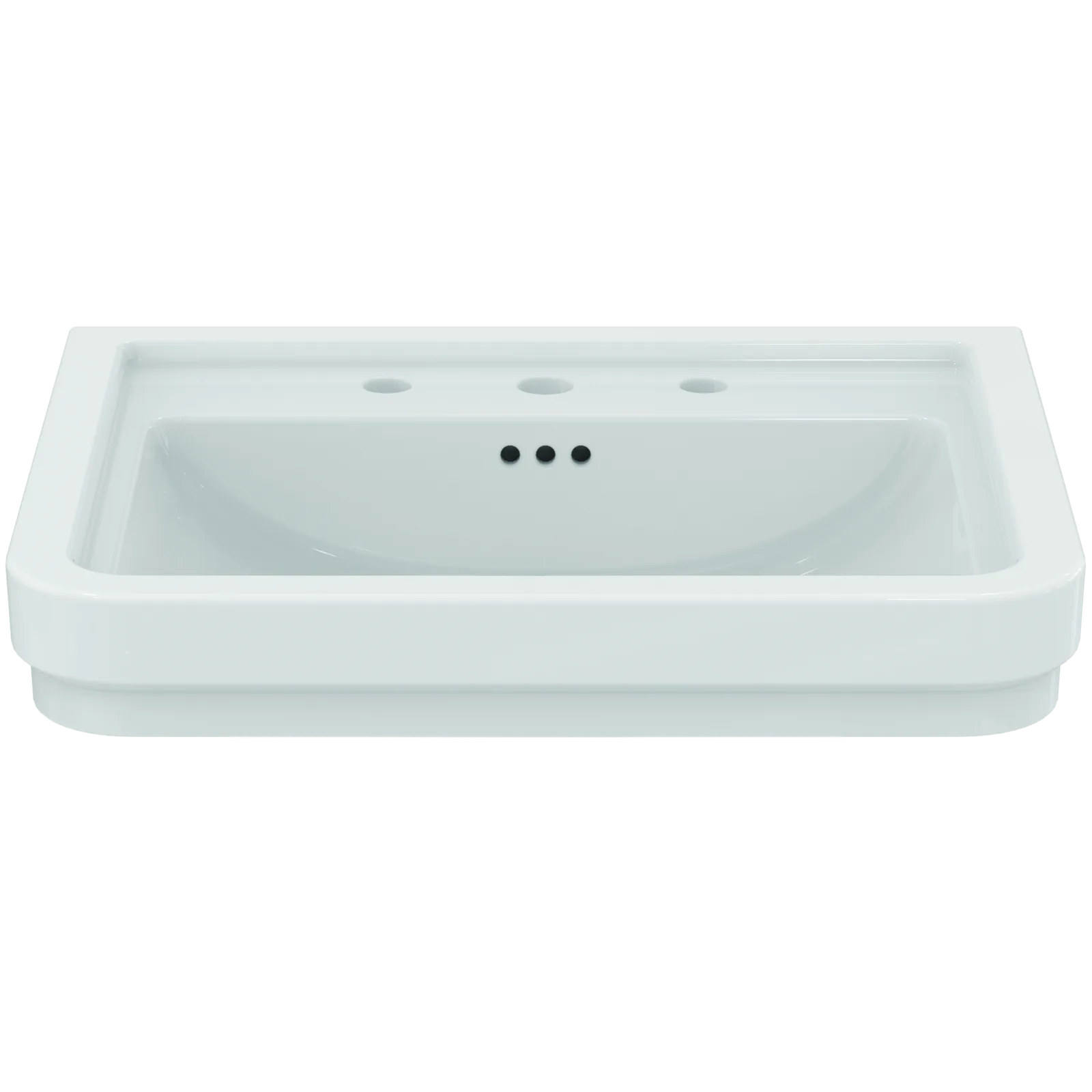 Lavabo 615x500x175 mm, 3 batarya delikli, taşma delikli