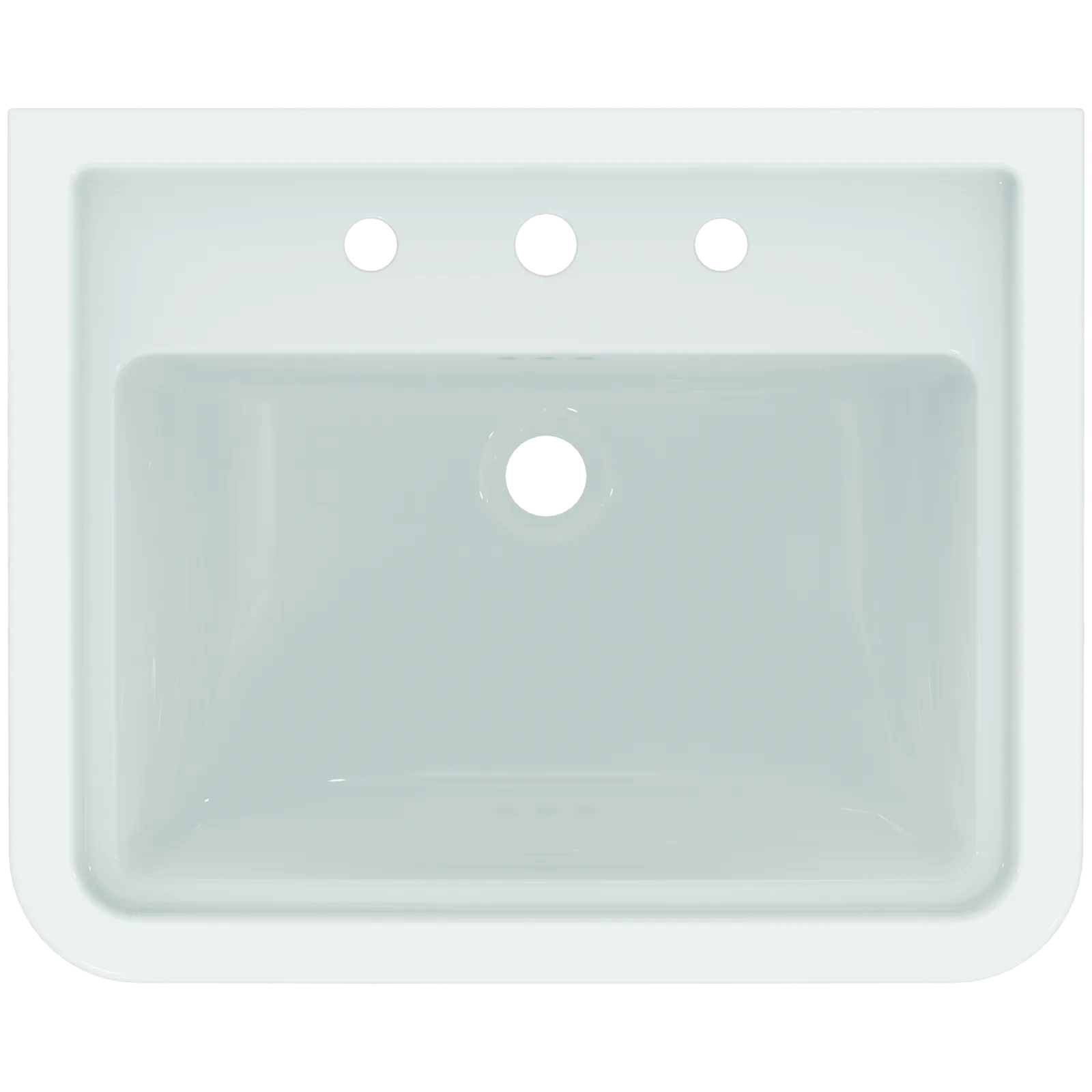 Lavabo 615x500x175 mm, 3 batarya delikli, taşma delikli