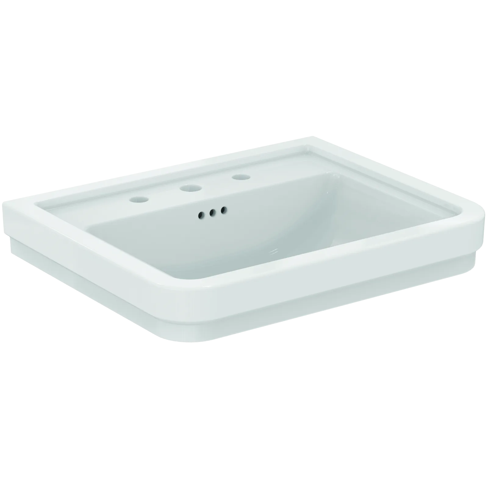 Lavabo 615x500x175 mm, 3 batarya delikli, taşma delikli