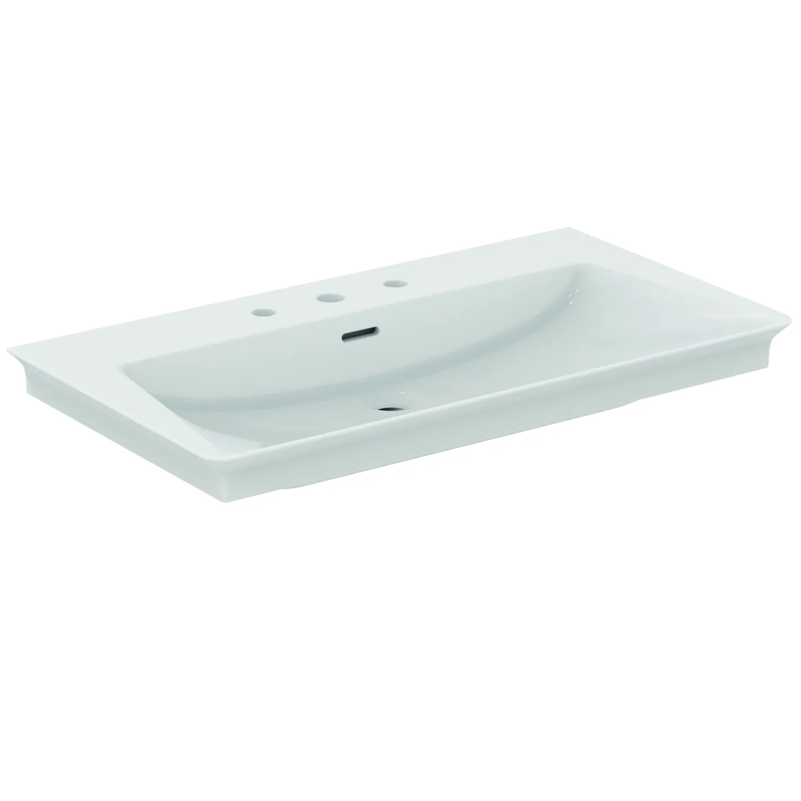 Etajerli Lavabo 860x470x145 mm, 1 tek batarya delikli, taşma delikli