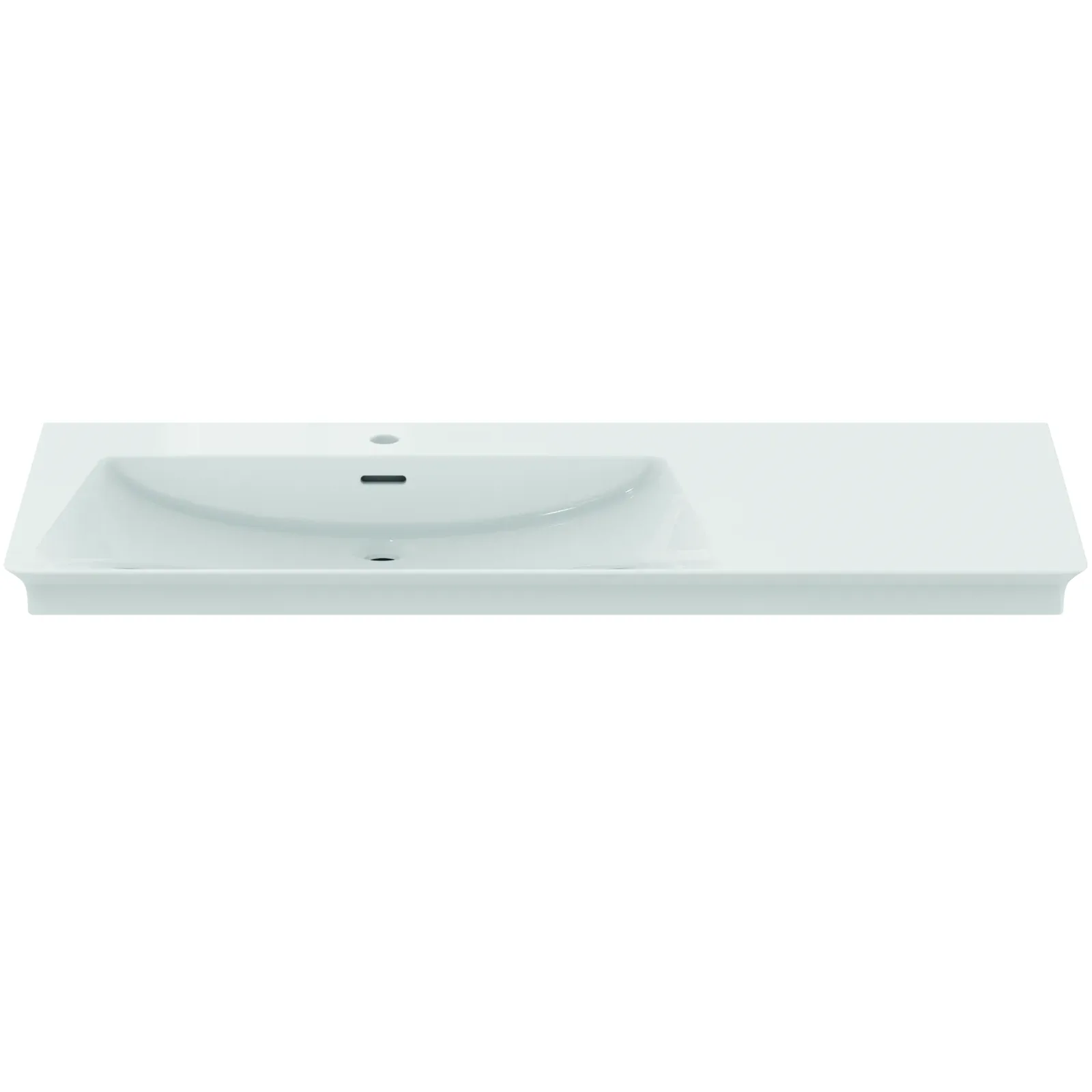 Etajerli Lavabo 1260x535x155 mm, 1 tek batarya delikli, taşma delikli
