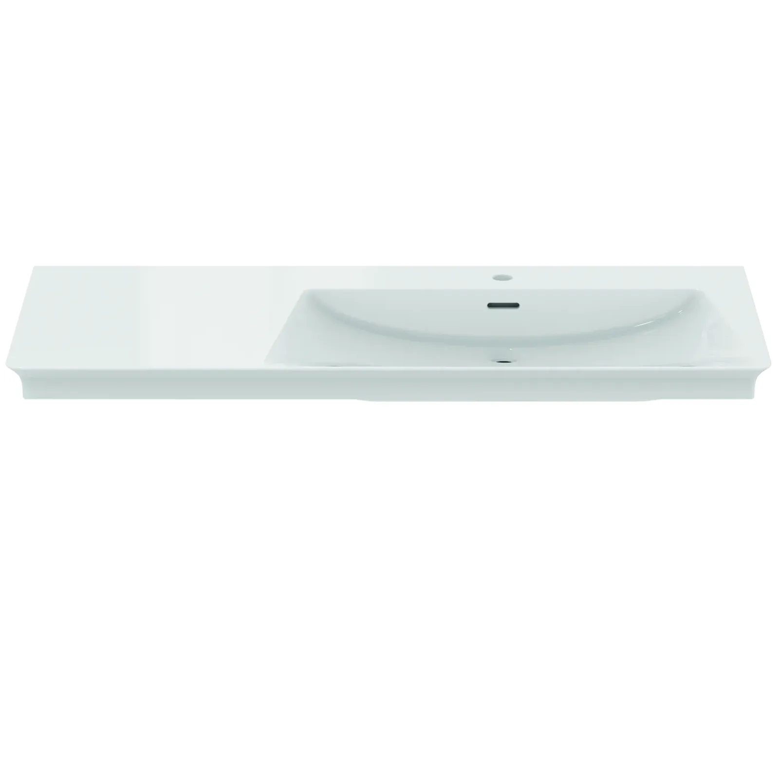 Etajerli Lavabo 1260x535x155 mm, 1 tek batarya delikli, taşma delikli