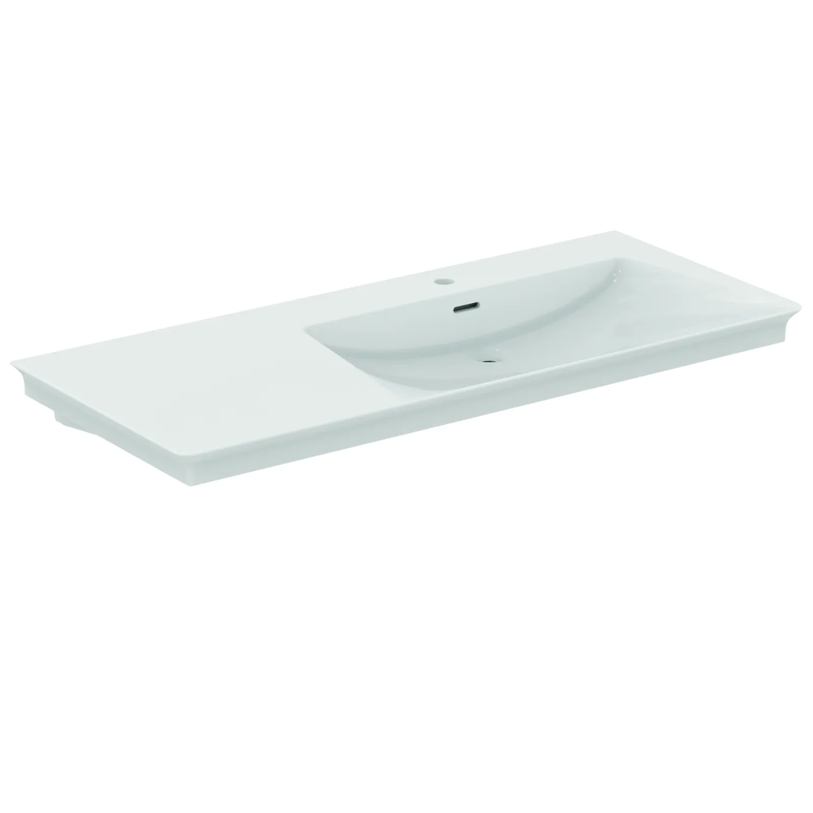 Etajerli Lavabo 1260x535x155 mm, 1 tek batarya delikli, taşma delikli