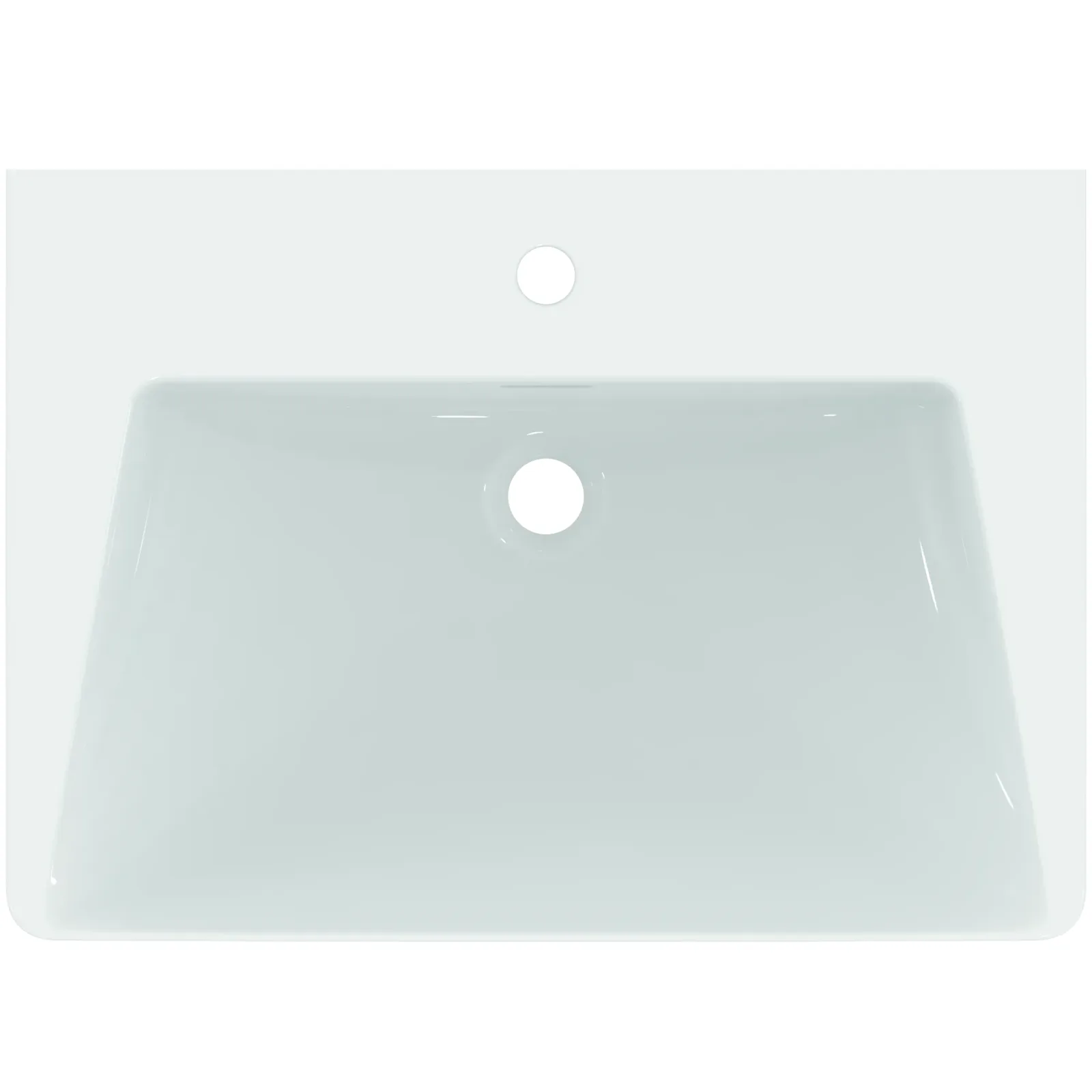 Etajerli Lavabo 660x470x145 mm, 1 tek batarya delikli, taşma delikli