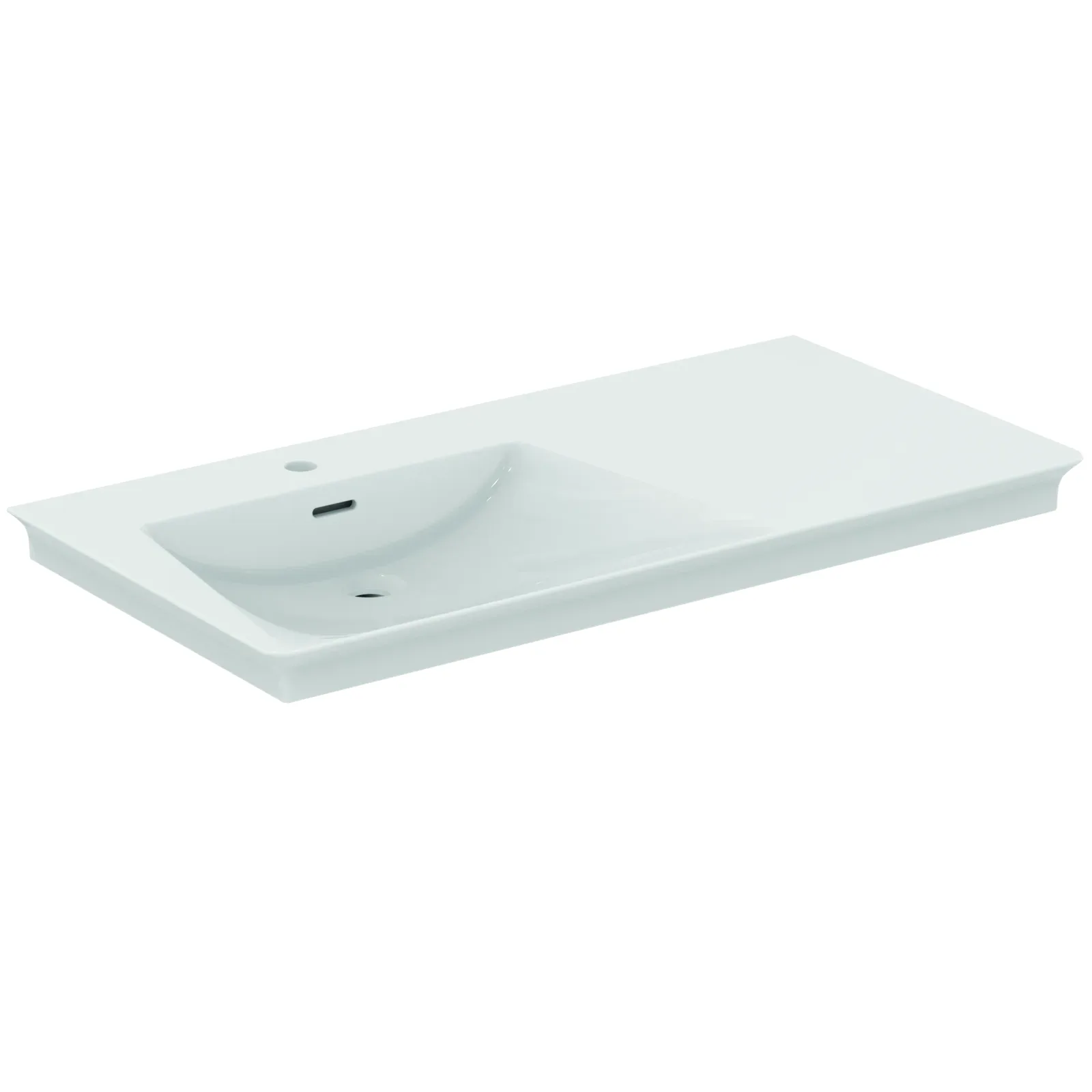 Etajerli Lavabo 1060x535x155 mm, 1 tek batarya delikli, taşma delikli
