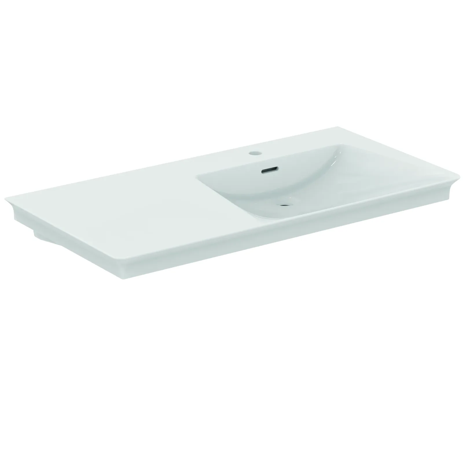 Etajerli Lavabo 1060x535x155 mm, 1 tek batarya delikli, taşma delikli