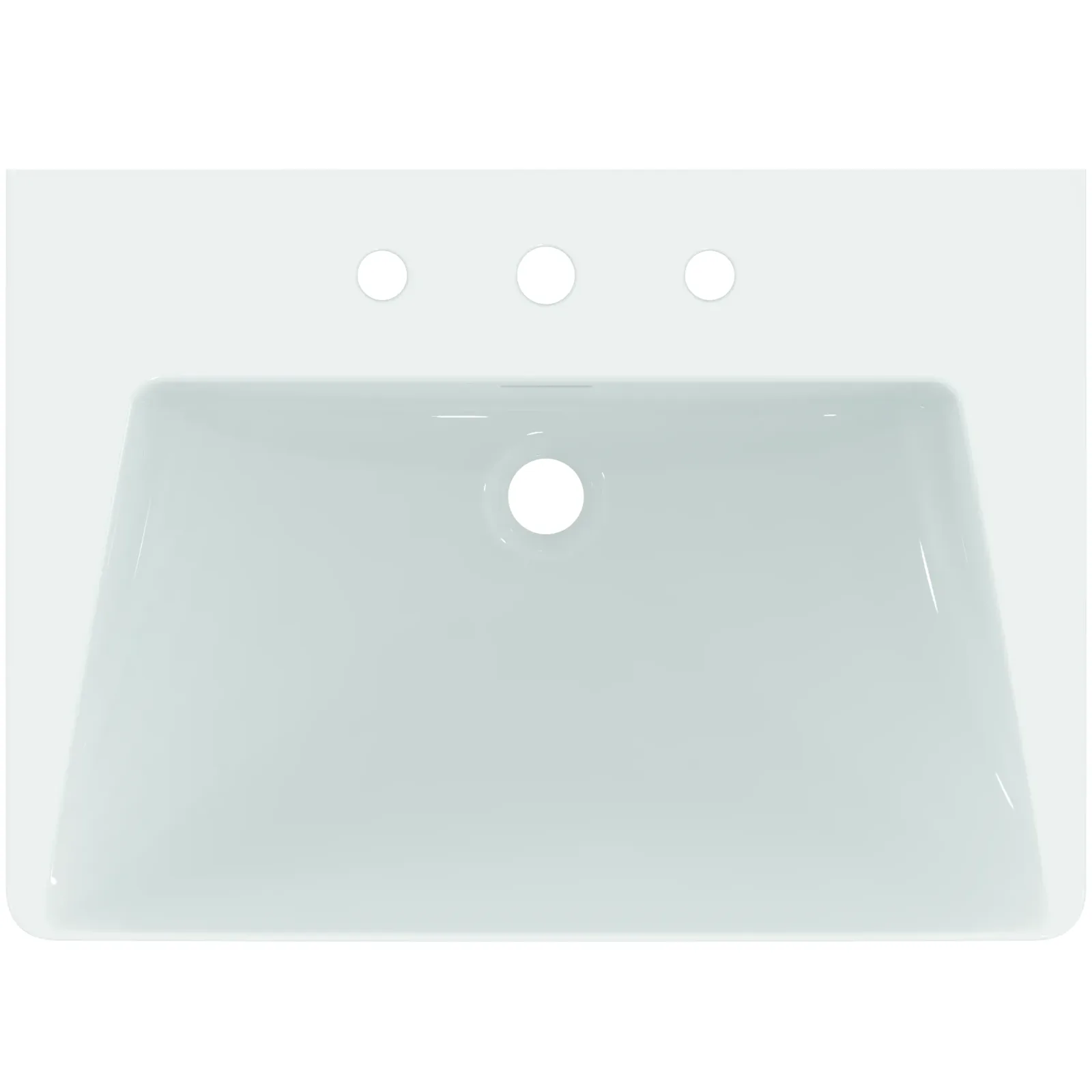Etajerli Lavabo 660x470x145 mm, 3 batarya delikli, taşma delikli