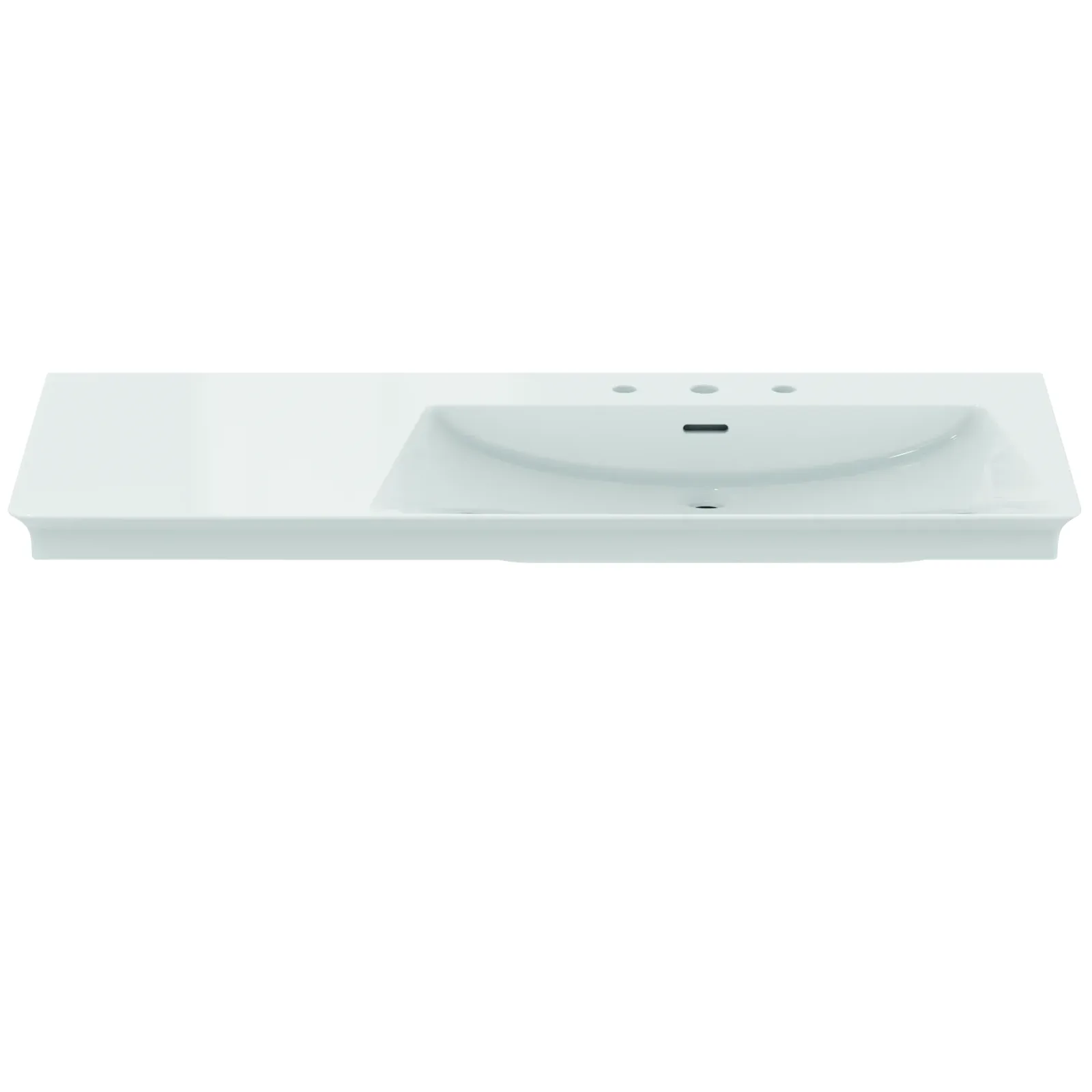 Etajerli Lavabo 1260x535x155 mm, 3 batarya delikli, taşma delikli