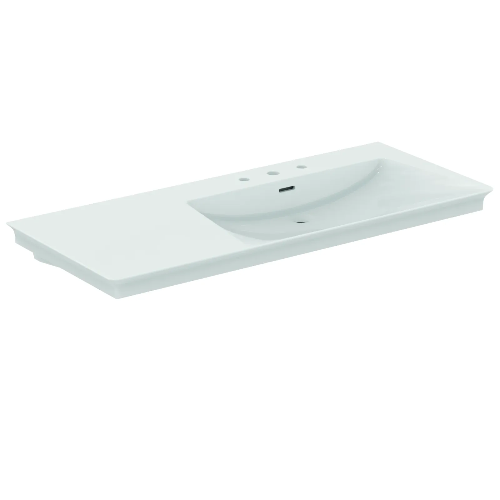 Etajerli Lavabo 1260x535x155 mm, 3 batarya delikli, taşma delikli