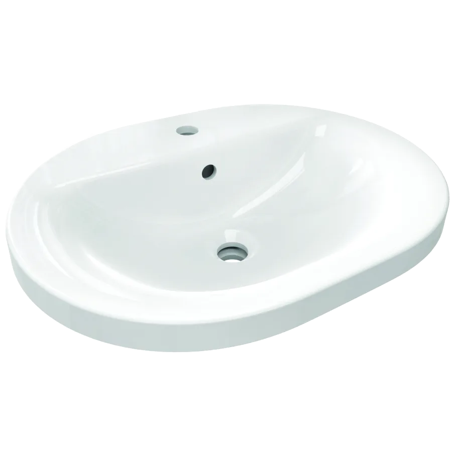 Lavabo 550x430x175 mm, 1 tek batarya delikli, taşma delikli
