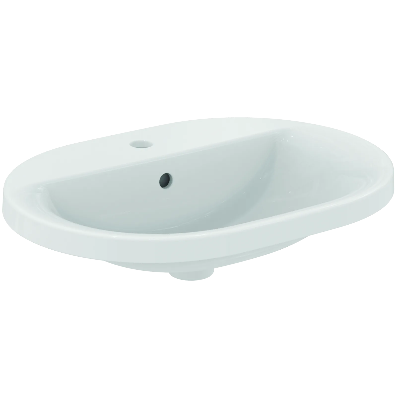 Lavabo 620x460x175 mm, 1 tek batarya delikli, taşma delikli
