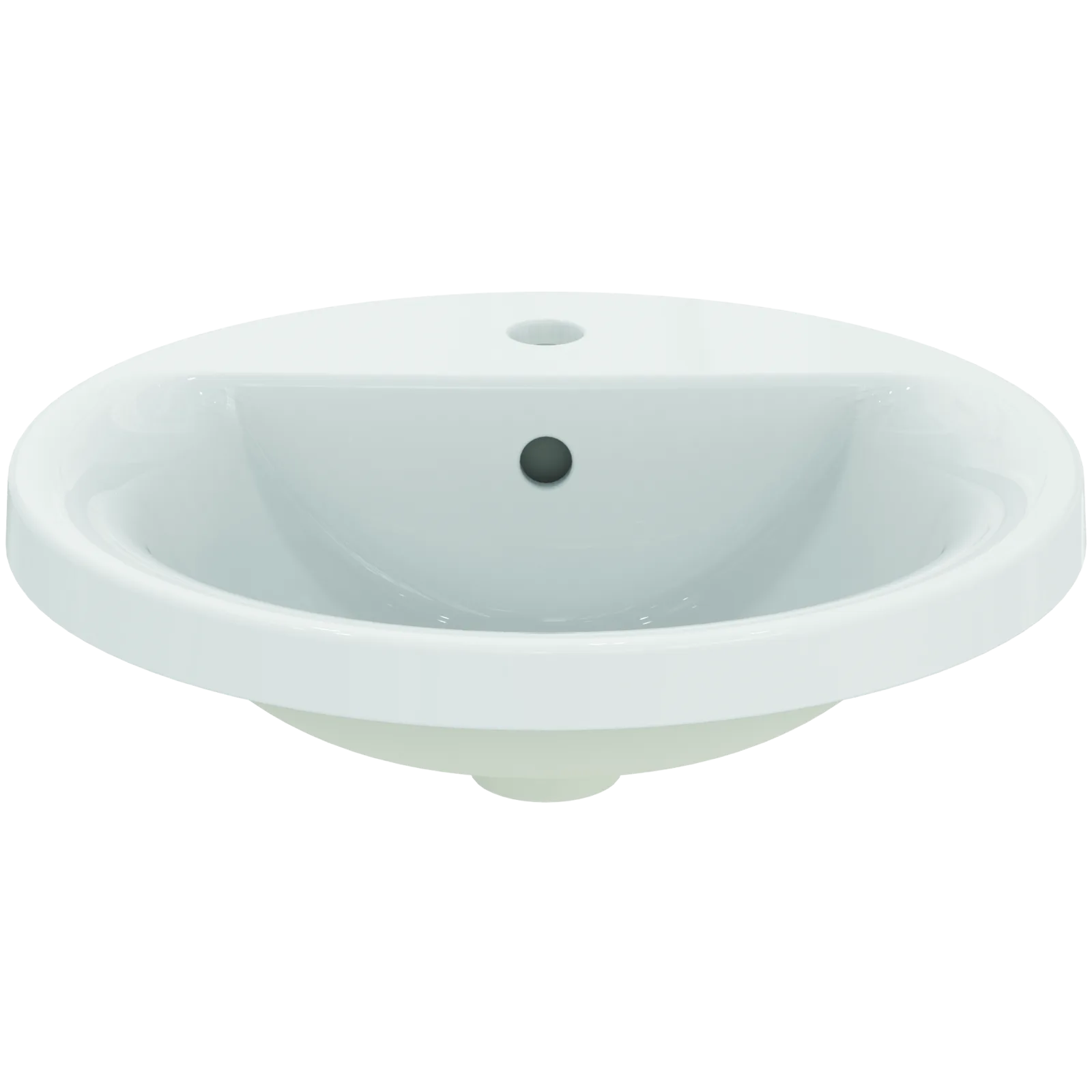 Lavabo 480x480x175 mm, 1 tek batarya delikli, taşma delikli