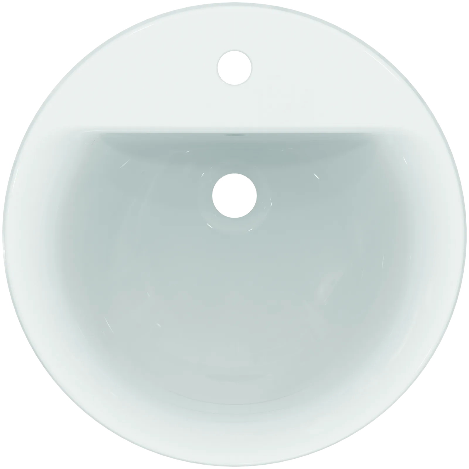 Lavabo 480x480x175 mm, 1 tek batarya delikli, taşma delikli