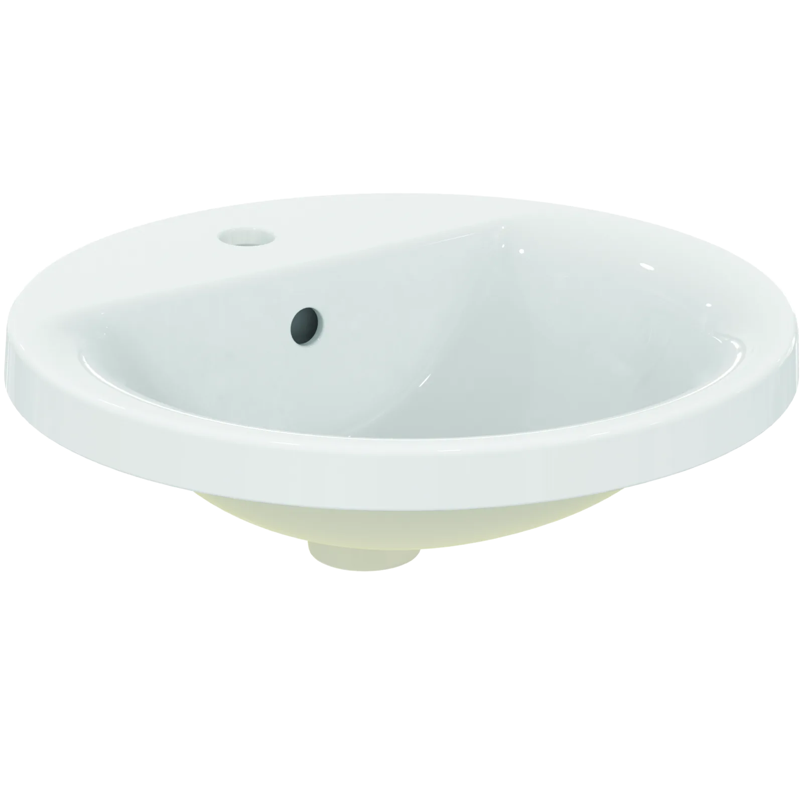 Lavabo 480x480x175 mm, 1 tek batarya delikli, taşma delikli