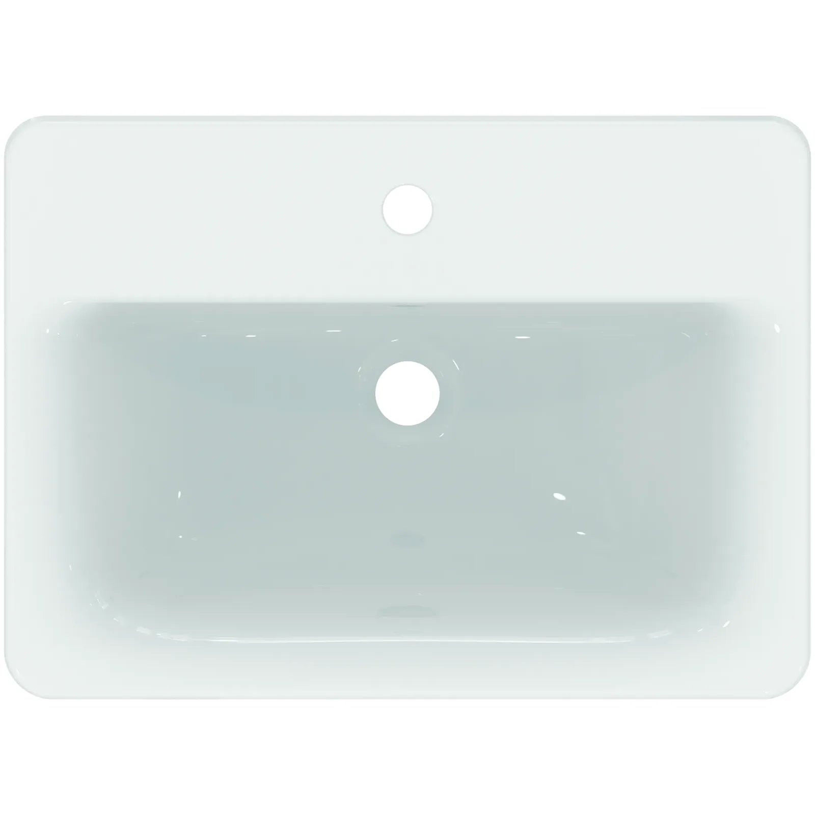 Lavabo 580x420x175 mm, 1 tek batarya delikli, taşma delikli