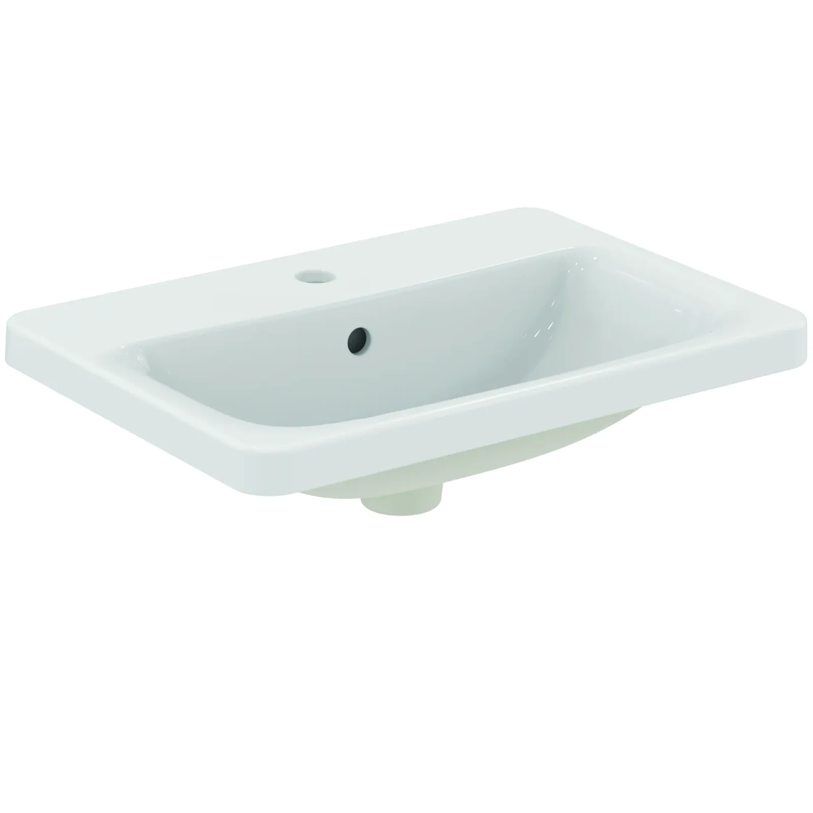 Lavabo 580x420x175 mm, 1 tek batarya delikli, taşma delikli
