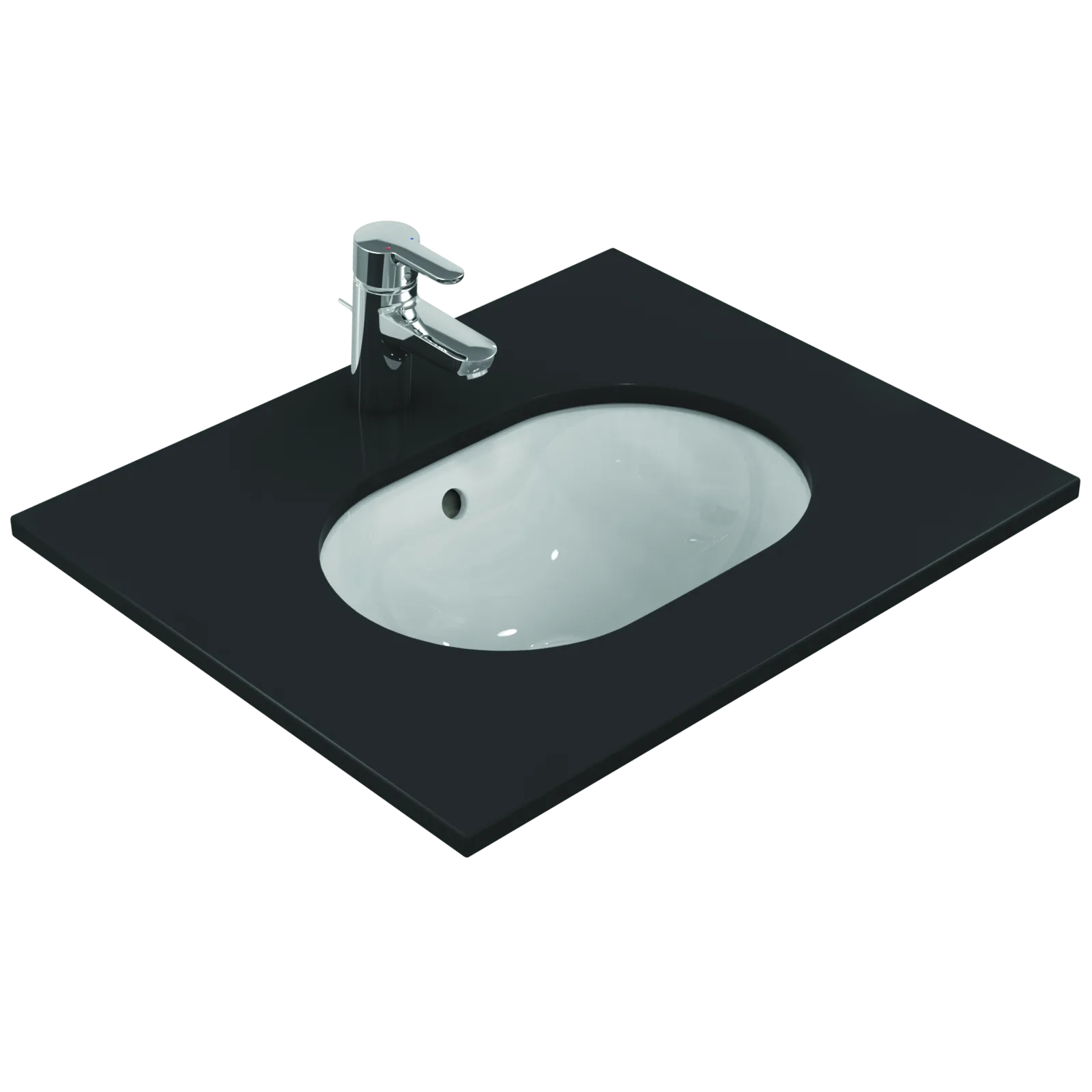 Tezgah Altı Lavabo 480x350x175 mm, batarya deliksiz, taşma delikli