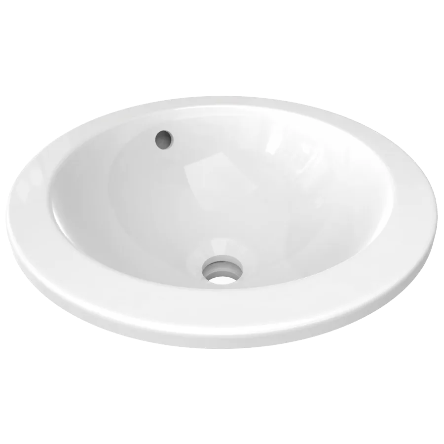 Lavabo 380x380x165 mm, batarya deliksiz, taşma delikli