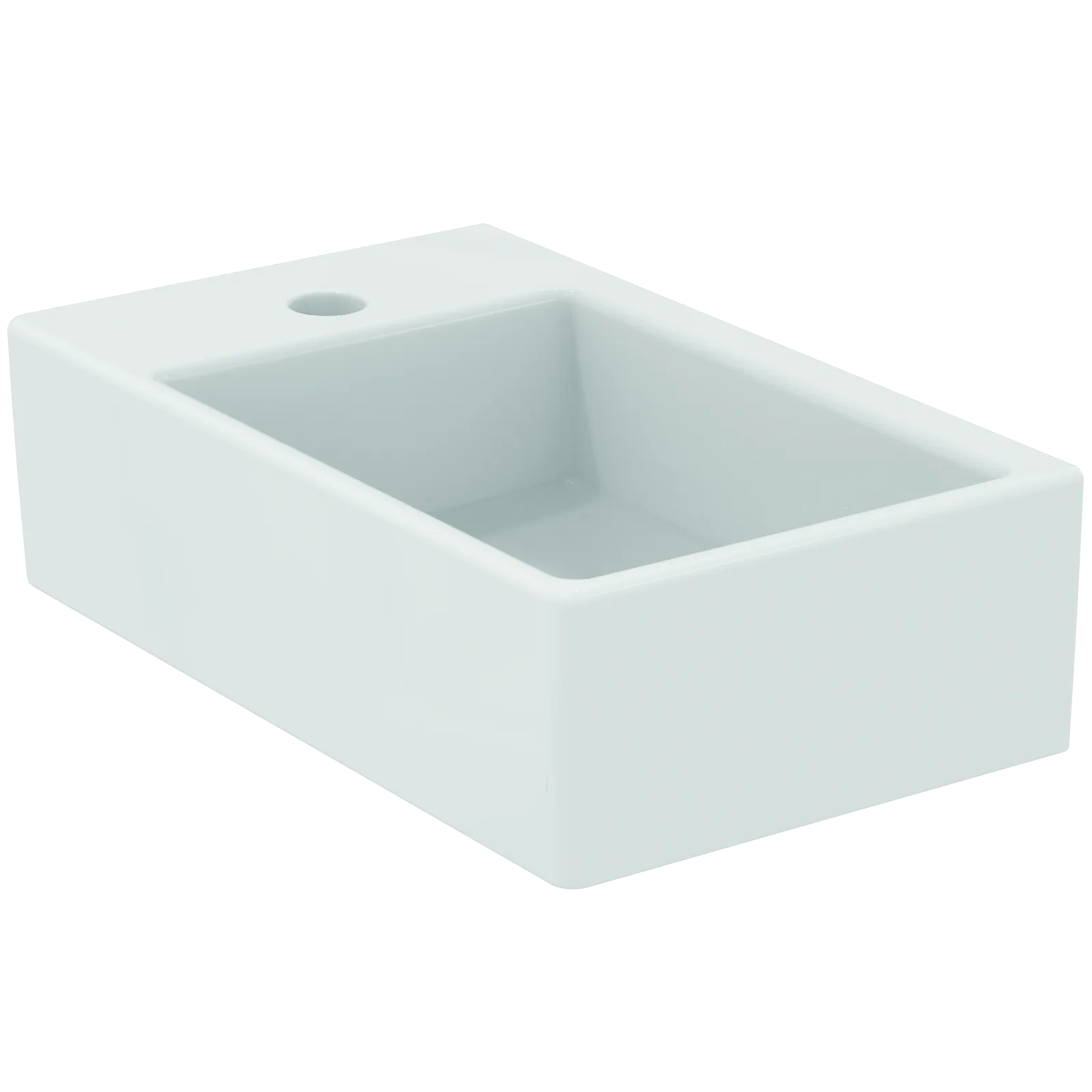 Tezgah Üstü Lavabo 450x270x130 mm, 1 tek batarya delikli, taşma deliksiz