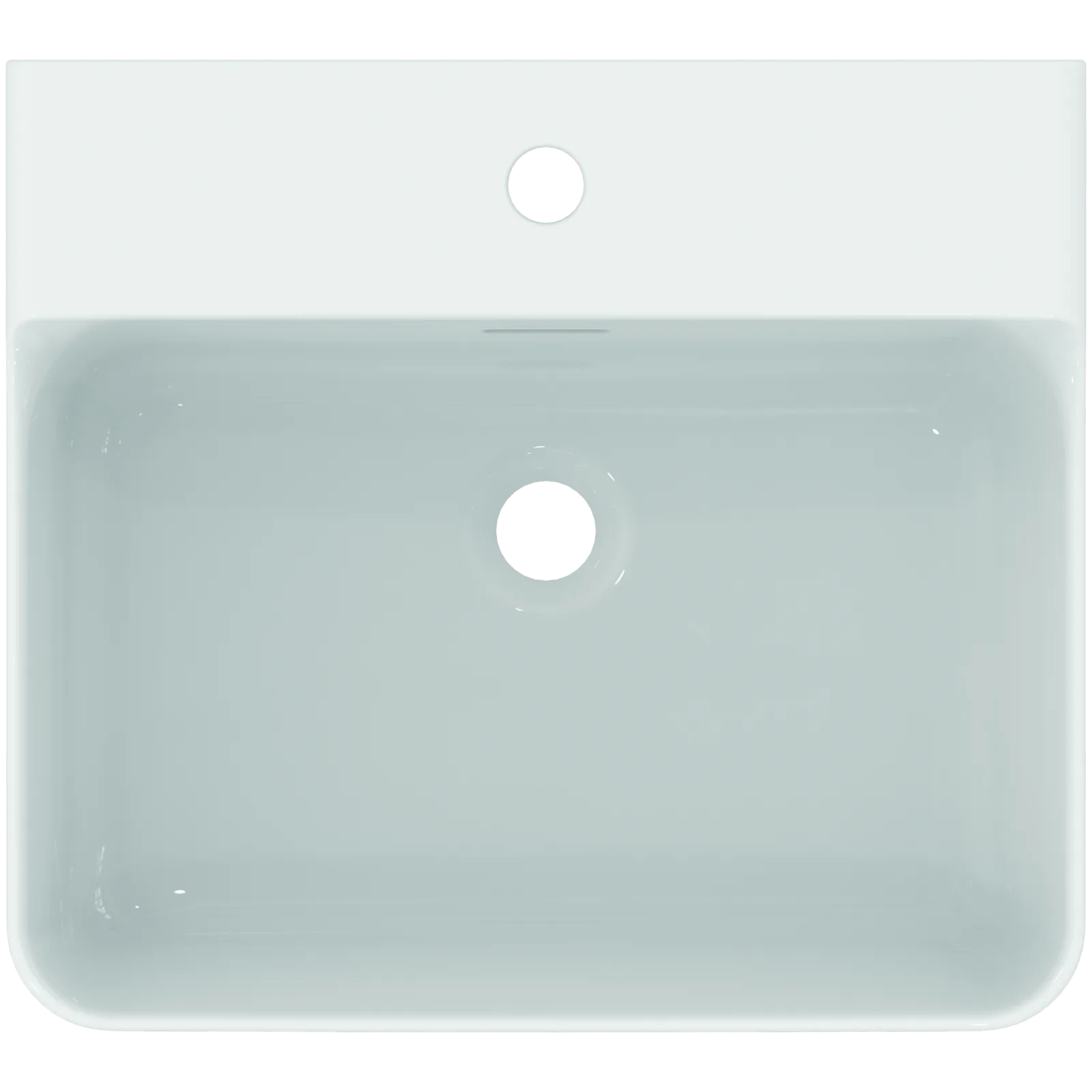 Lavabo 500x450x145 mm, 1 tek batarya delikli, taşma delikli