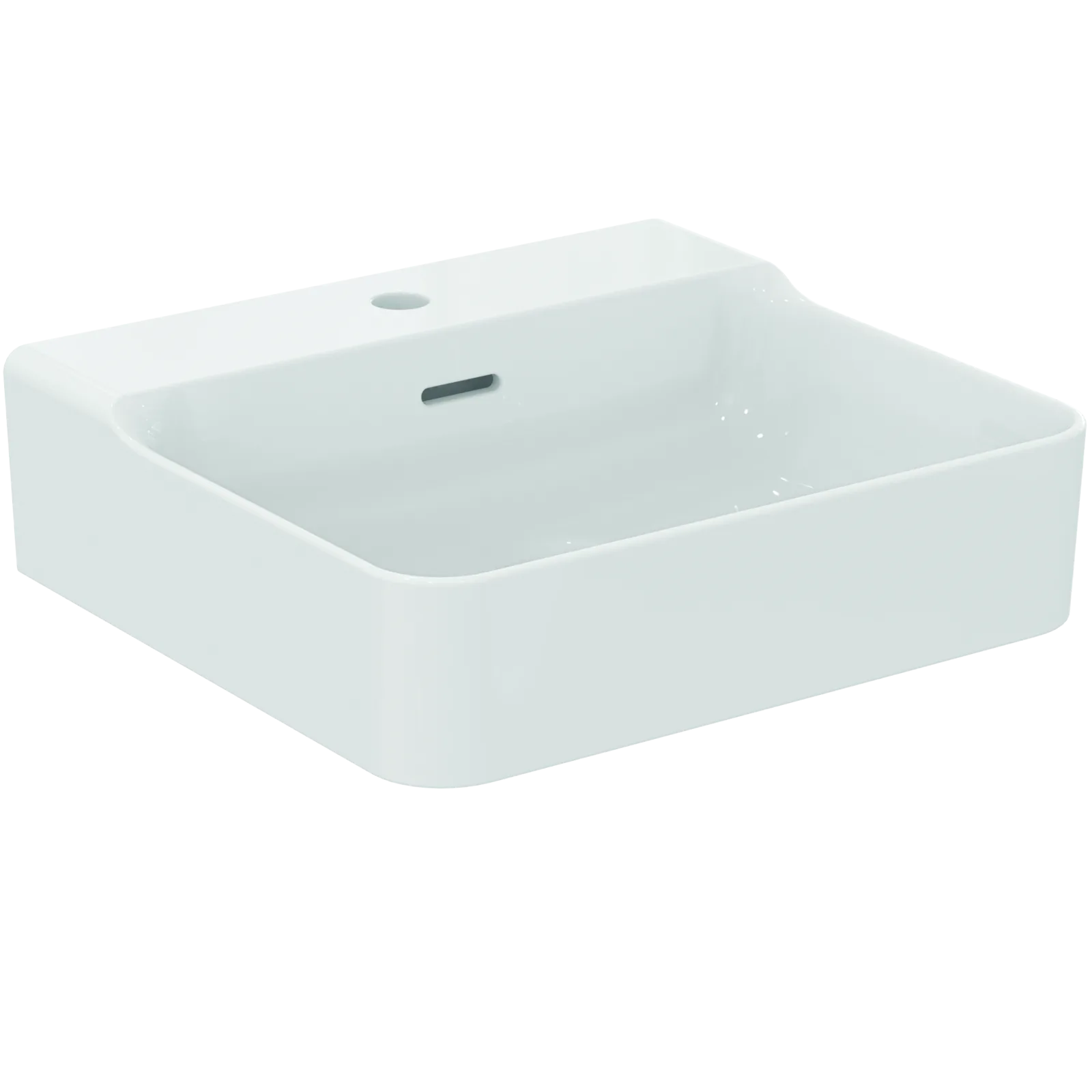 Lavabo 500x450x145 mm, 1 tek batarya delikli, taşma delikli
