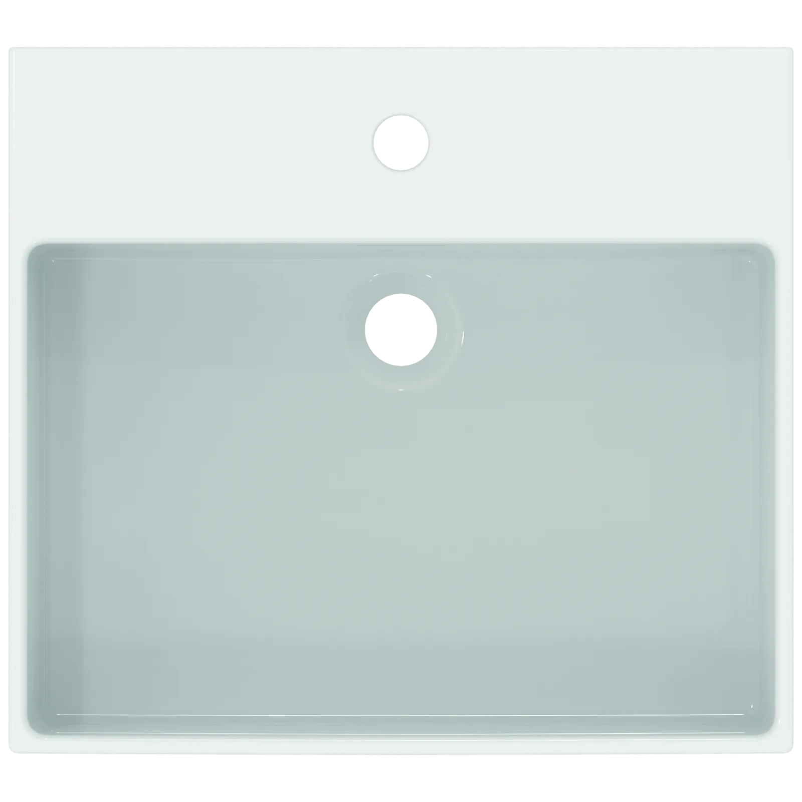 Lavabo 500x450x150 mm, 1 tek batarya delikli, taşma delikli