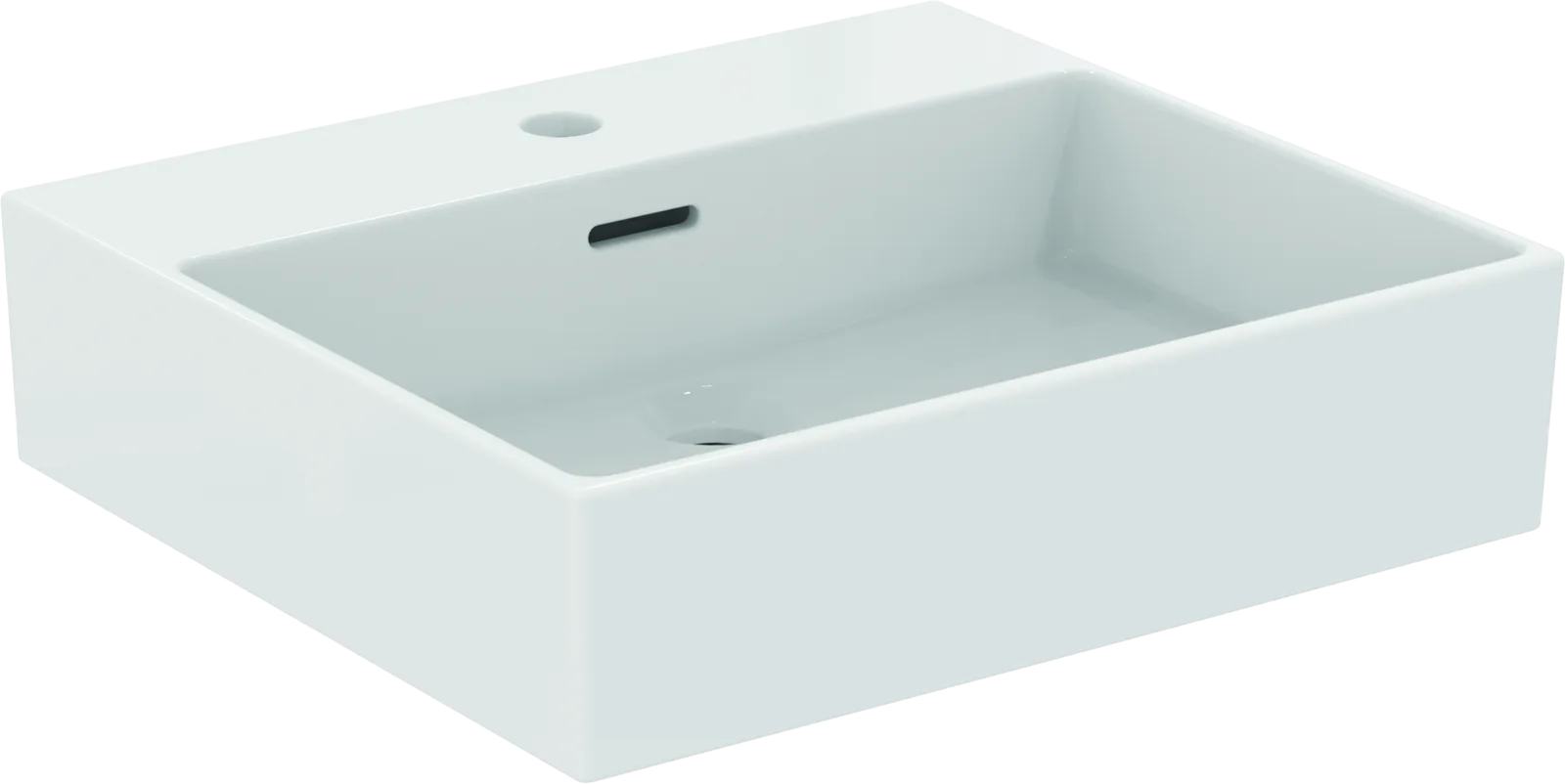 Lavabo 500x450x150 mm, 1 tek batarya delikli, taşma delikli