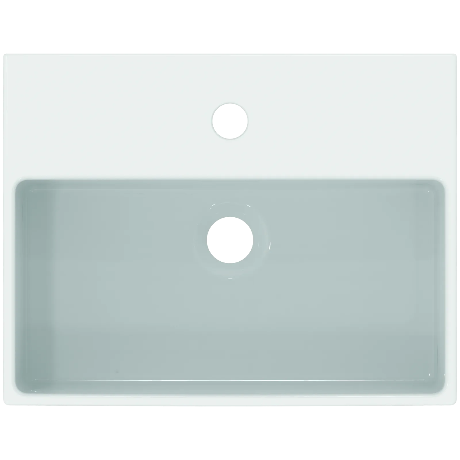 Tezgah Üstü Lavabo 450x350x150 mm, 1 tek batarya delikli, taşma delikli