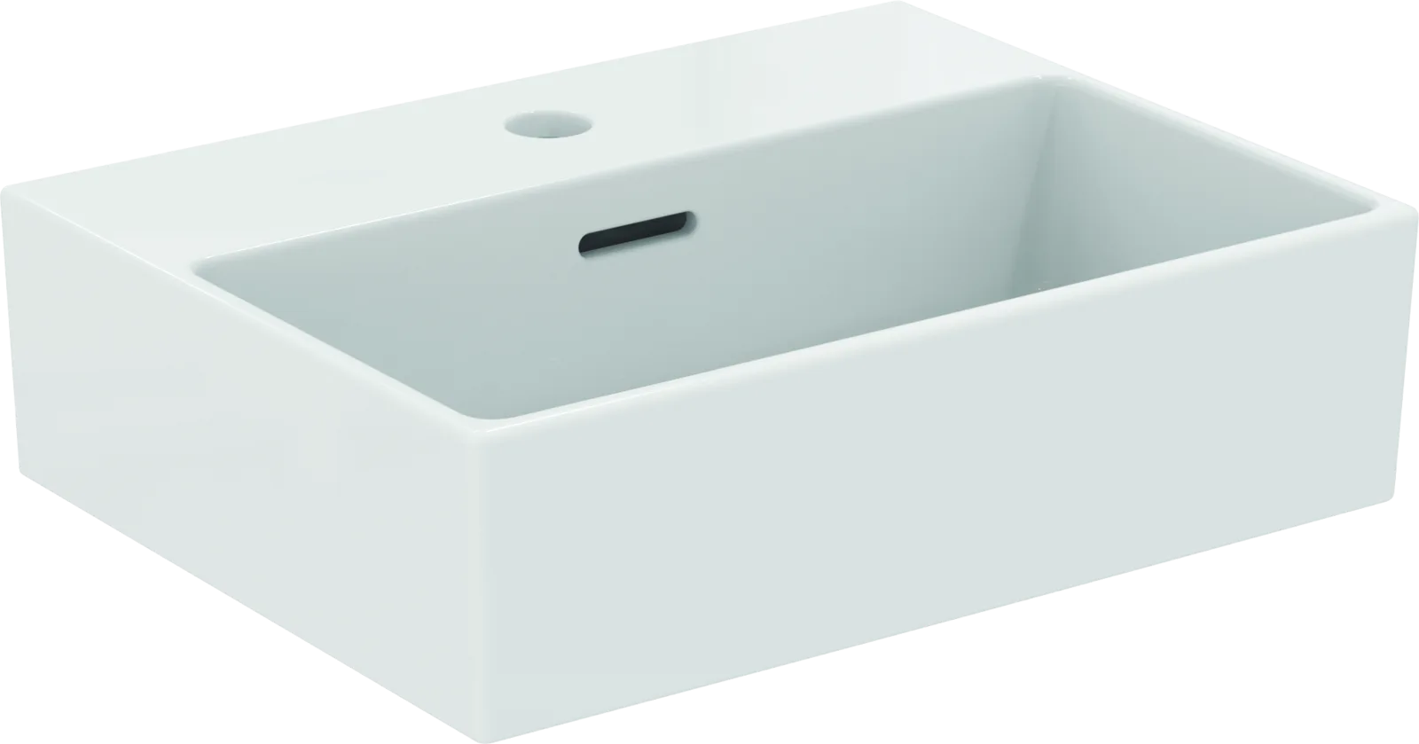 Tezgah Üstü Lavabo 450x350x150 mm, 1 tek batarya delikli, taşma delikli