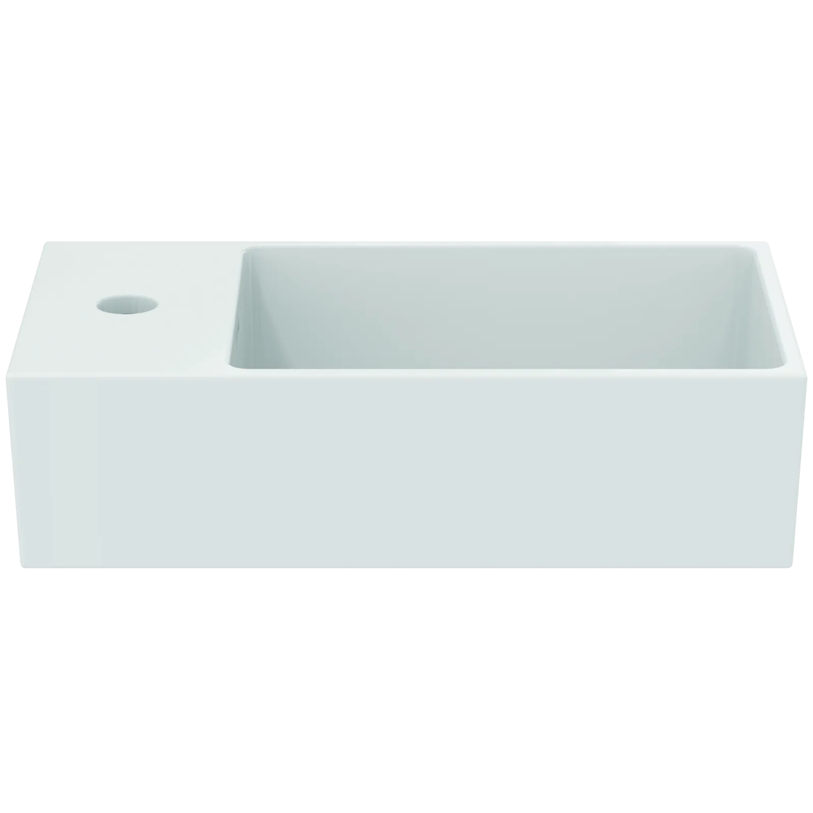 Tezgah Üstü Lavabo 450x250x150 mm, 1 tek batarya delikli, taşma delikli