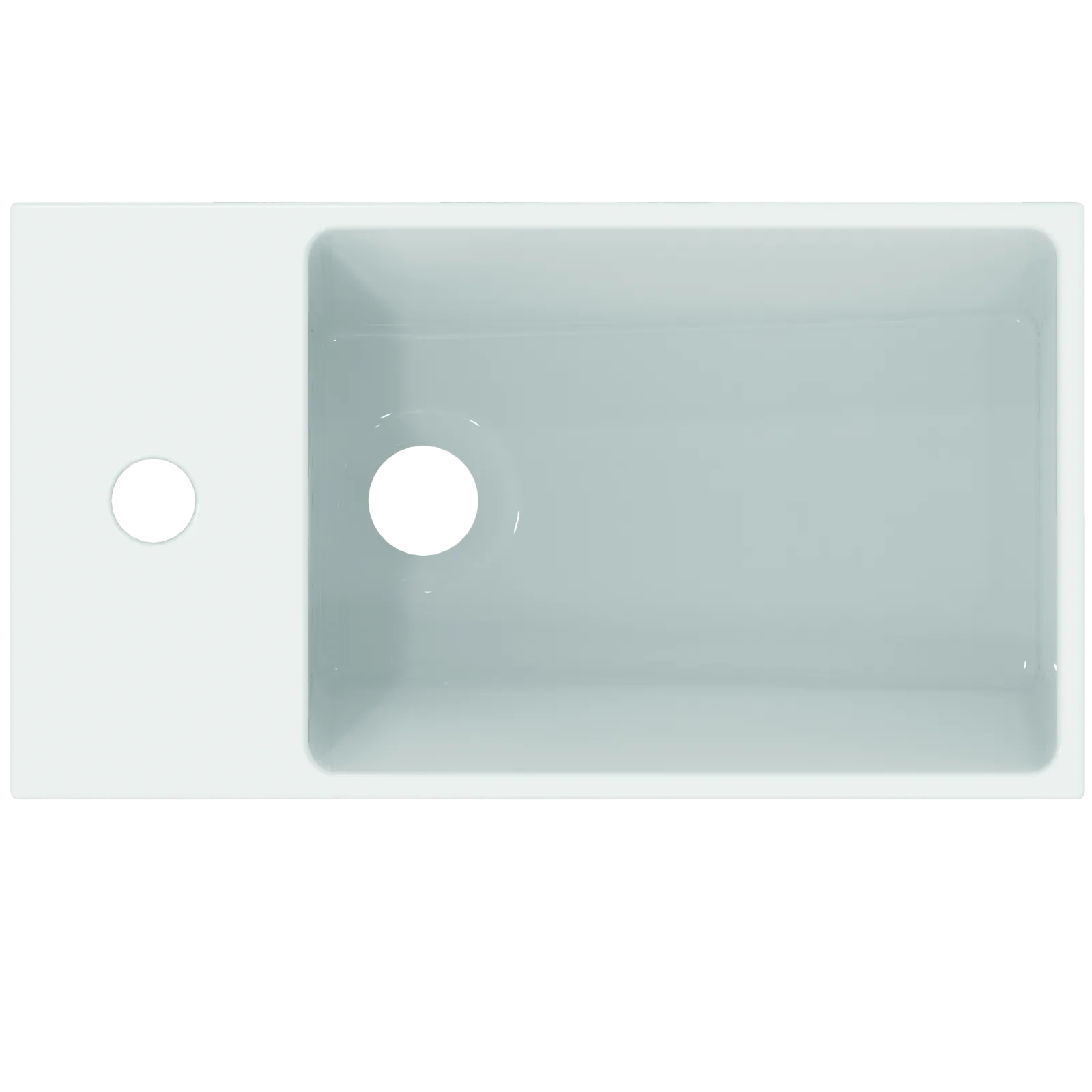 Tezgah Üstü Lavabo 450x250x150 mm, 1 tek batarya delikli, taşma delikli