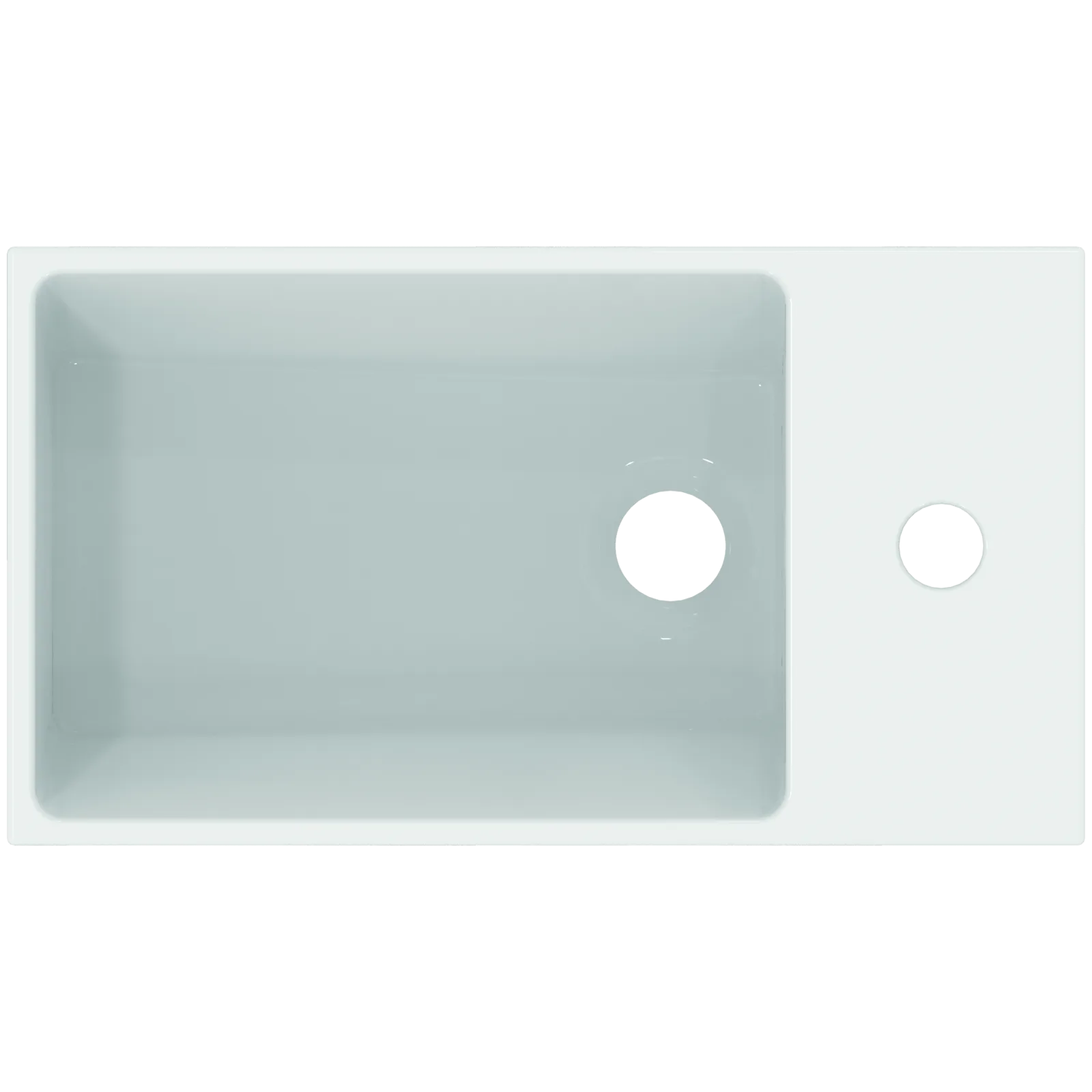 Tezgah Üstü Lavabo 450x250x150 mm, 1 tek batarya delikli, taşma delikli
