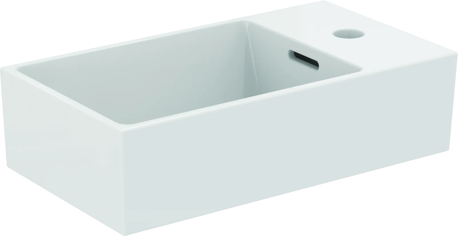 Tezgah Üstü Lavabo 450x250x150 mm, 1 tek batarya delikli, taşma delikli
