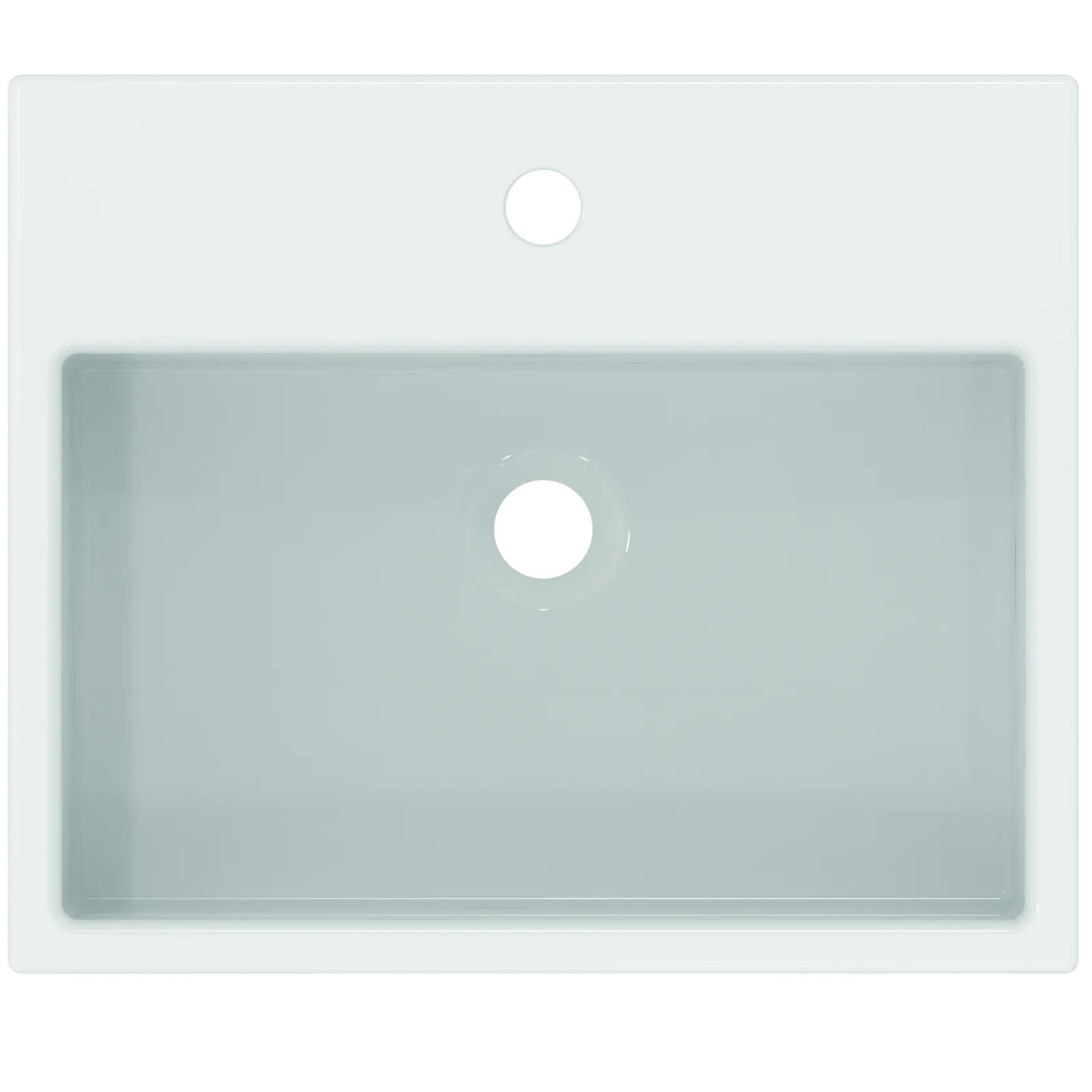 Yarım Tezgah Üstü Lavabo 500x420x145 mm, 1 tek batarya delikli, taşma delikli