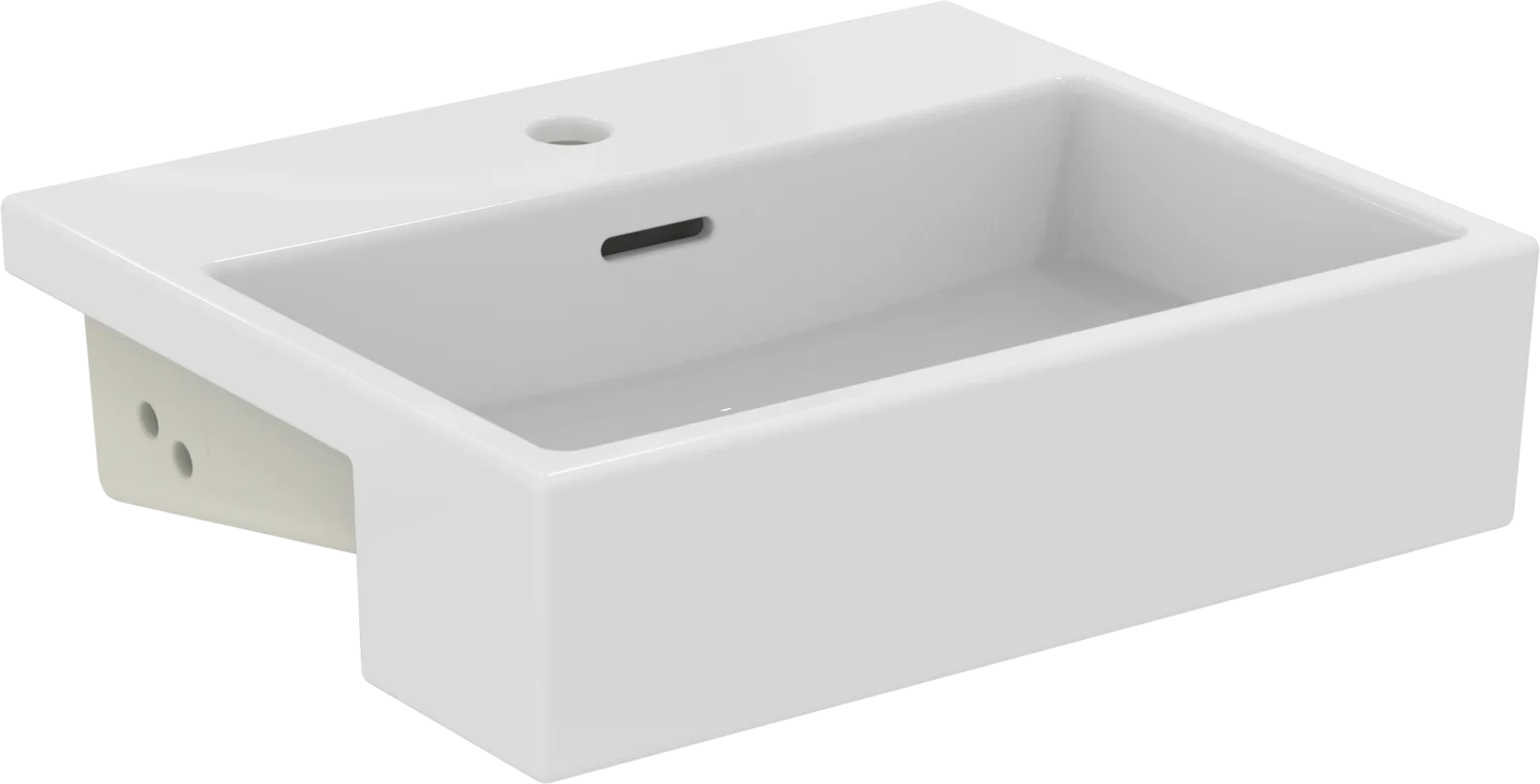 Yarım Tezgah Üstü Lavabo 500x420x145 mm, 1 tek batarya delikli, taşma delikli