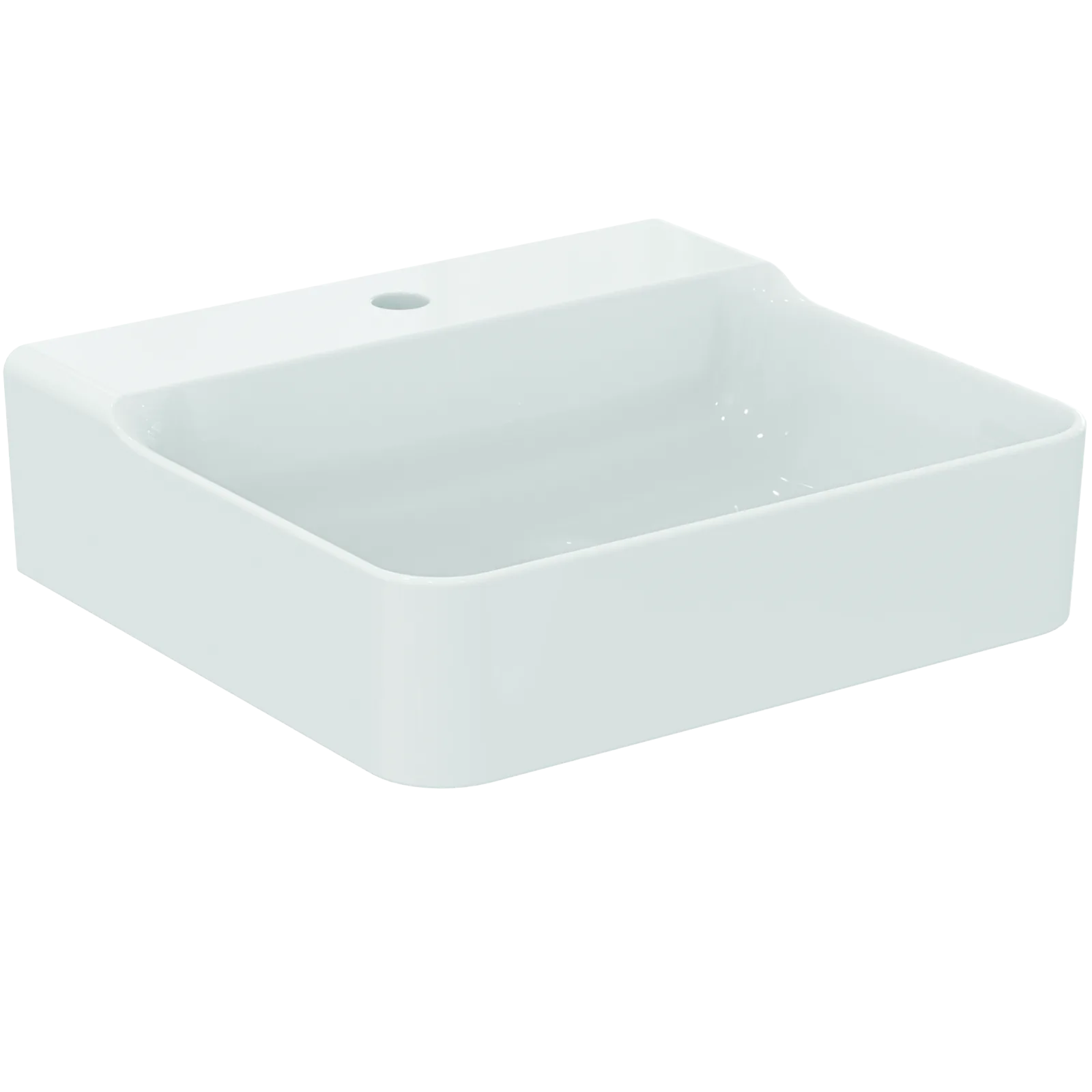 Lavabo 500x450x145 mm, 1 tek batarya delikli, taşma deliksiz