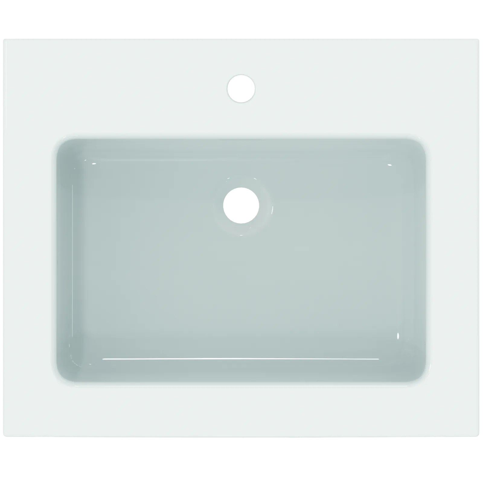 Etajerli Lavabo 610x510x150 mm, 1 tek batarya delikli, taşma delikli