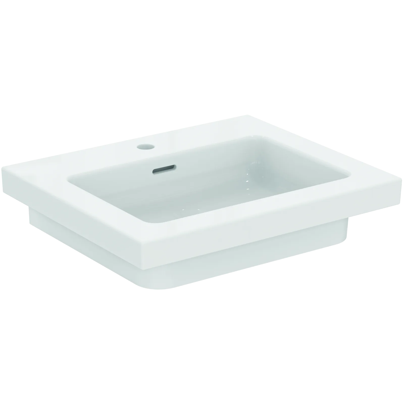 Etajerli Lavabo 610x510x150 mm, 1 tek batarya delikli, taşma delikli
