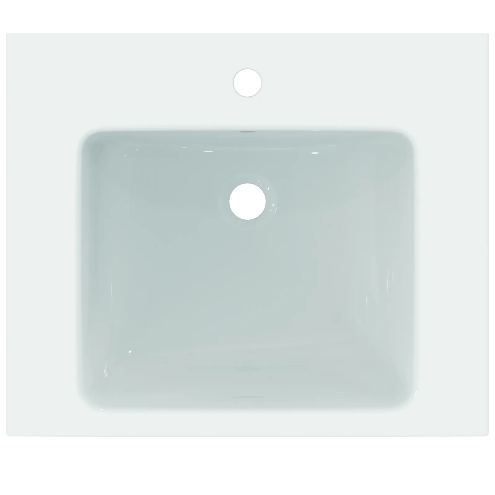 Etajerli Lavabo 610x510x180 mm, 1 tek batarya delikli, taşma delikli