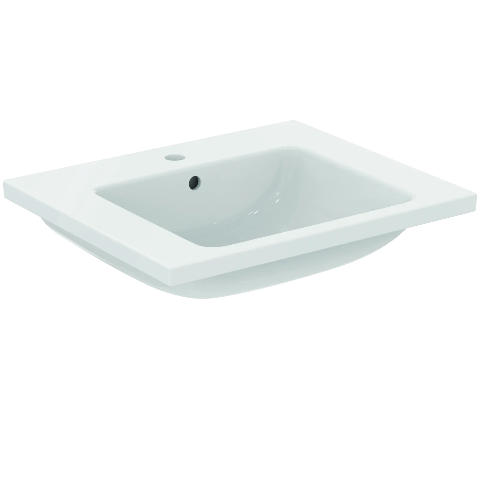 Etajerli Lavabo 610x510x180 mm, 1 tek batarya delikli, taşma delikli